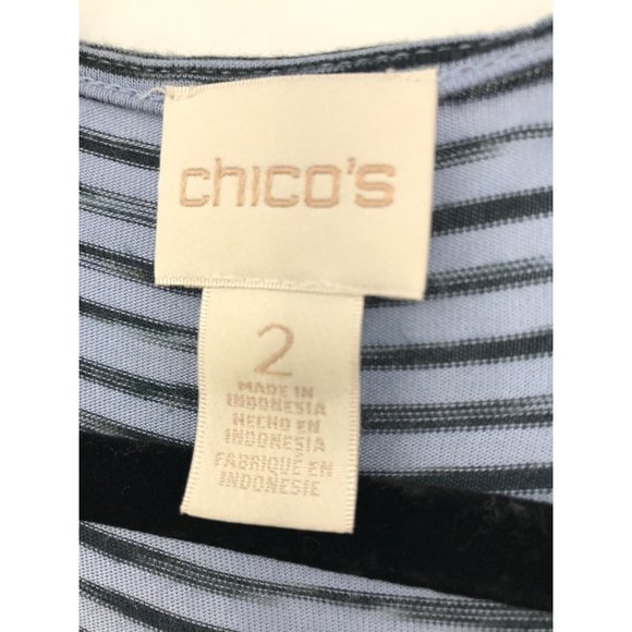 Chico's Asymmetric Striped Faux Wrap Top Blue Size 2 (12) - Picture 3 of 5